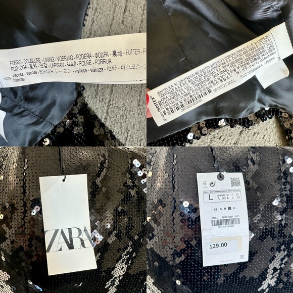 NWT Zara Limited Edition Shoulder Pad Sequinned Crop Jacket - Picture 17 of 17